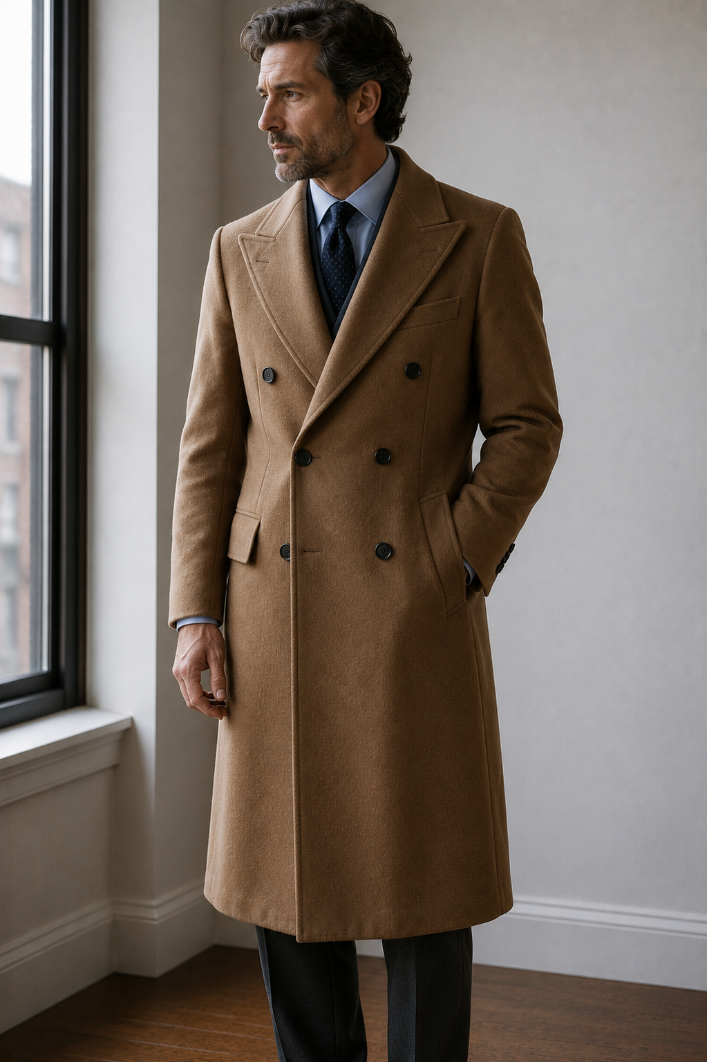 Camel overcoat.