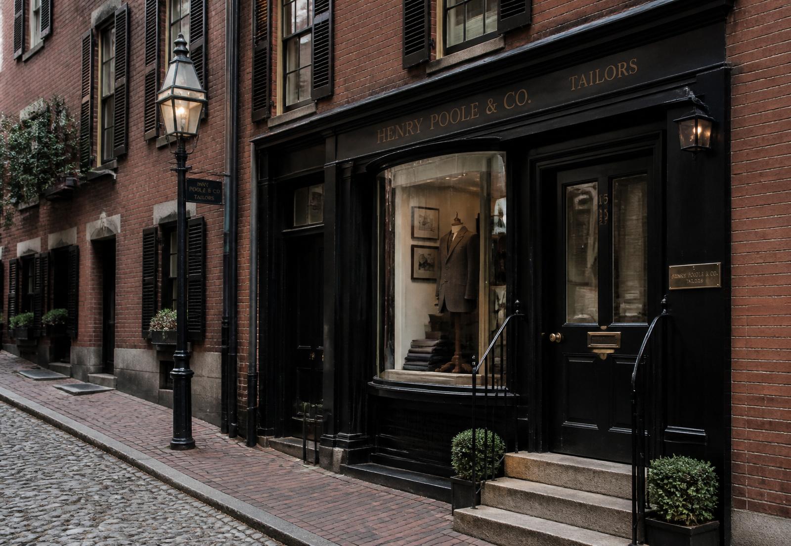 The Barrett & Sons shop entrance on Charles Street.